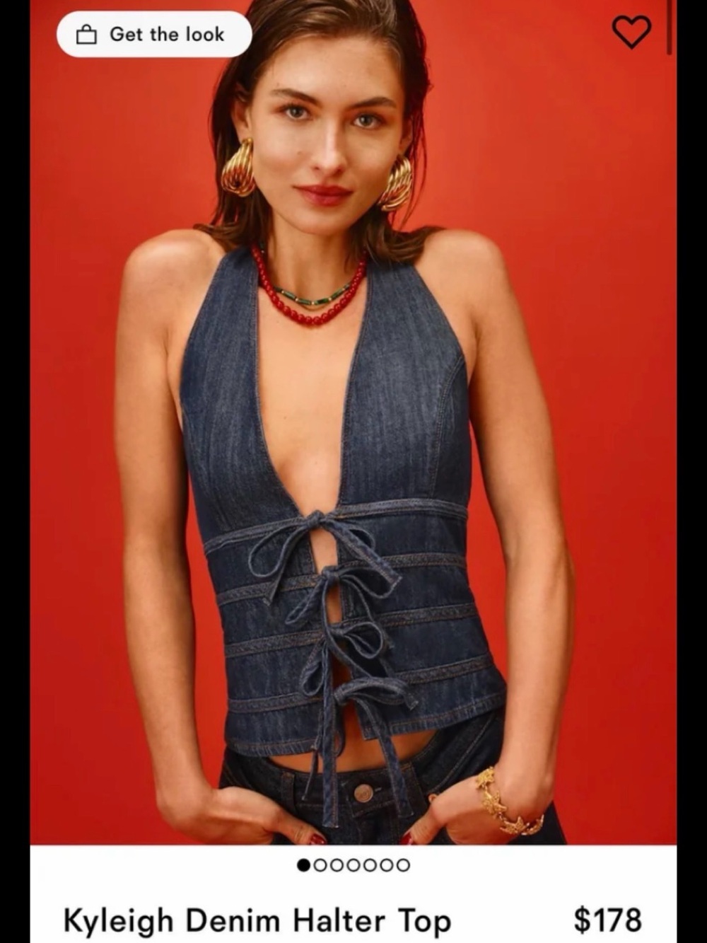 Reformation Kyleigh Denim Halter Top